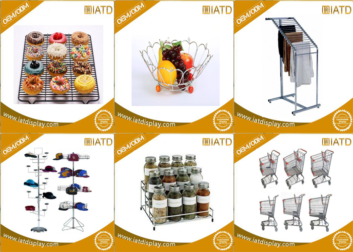 Metal Wire Storage Floor Store Cosmetic Gondola Supermarket Vegetable Fruit Cosmetic Display Stand Rack Wall Book Shelf