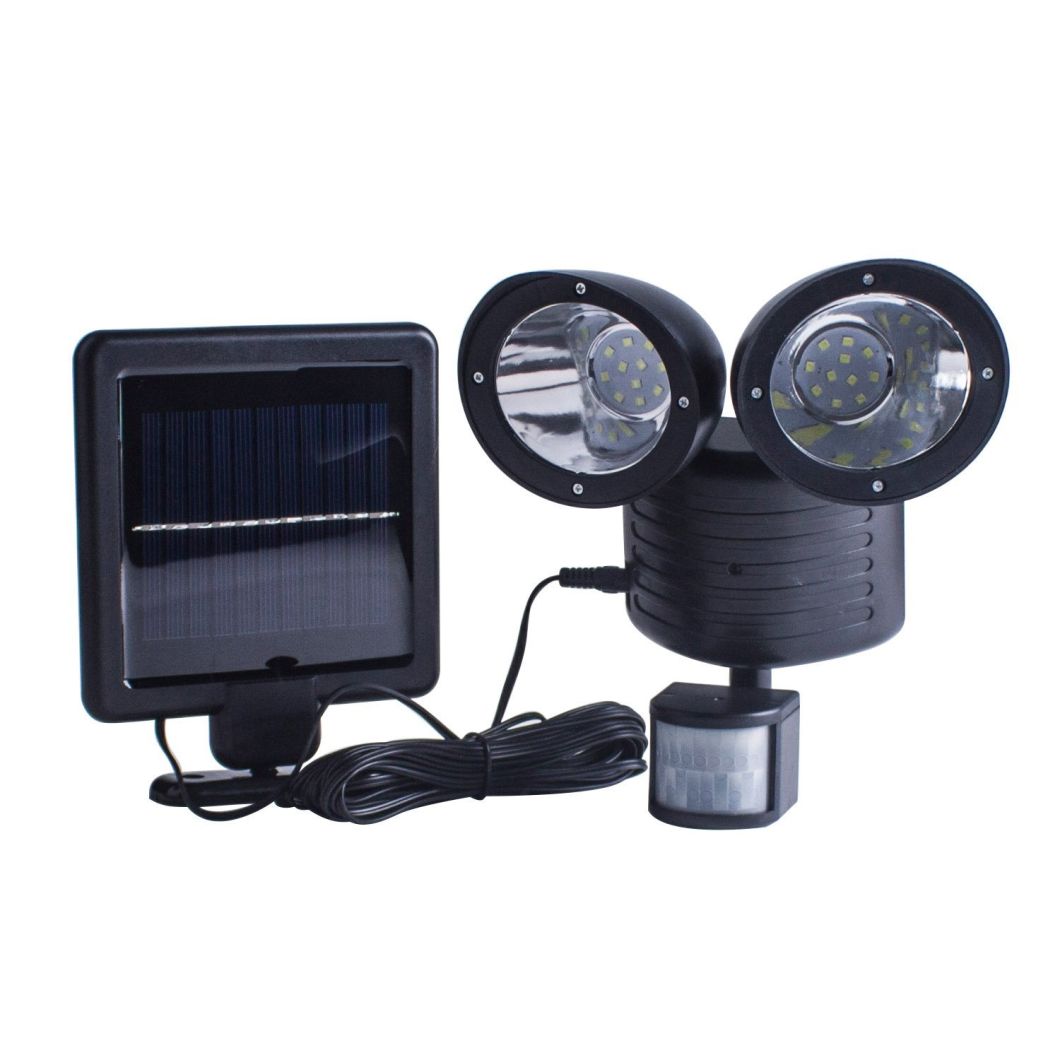 Adjustable Super Bright Dual Head Solar Motion Sensor 22 LED Waterproof Outdoor Lamp