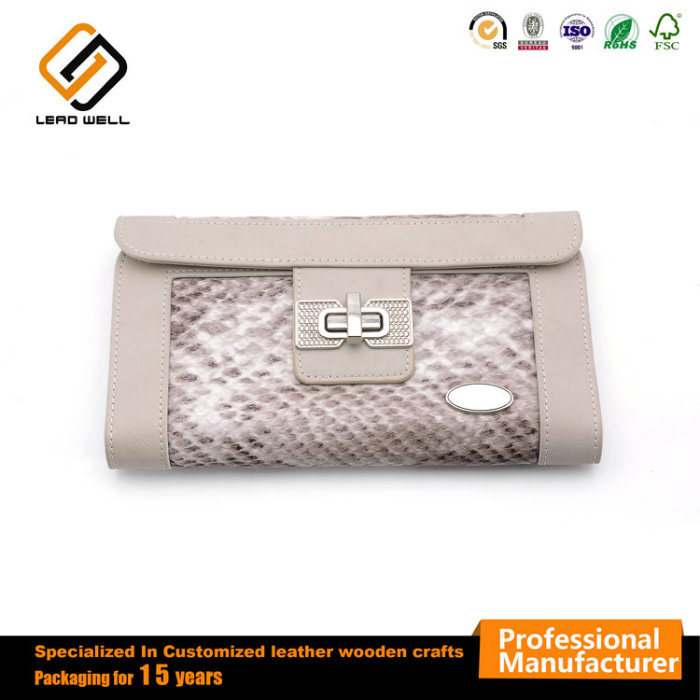 Snakeskin Metal Button Clutch Wallet Woman Promotional Gift