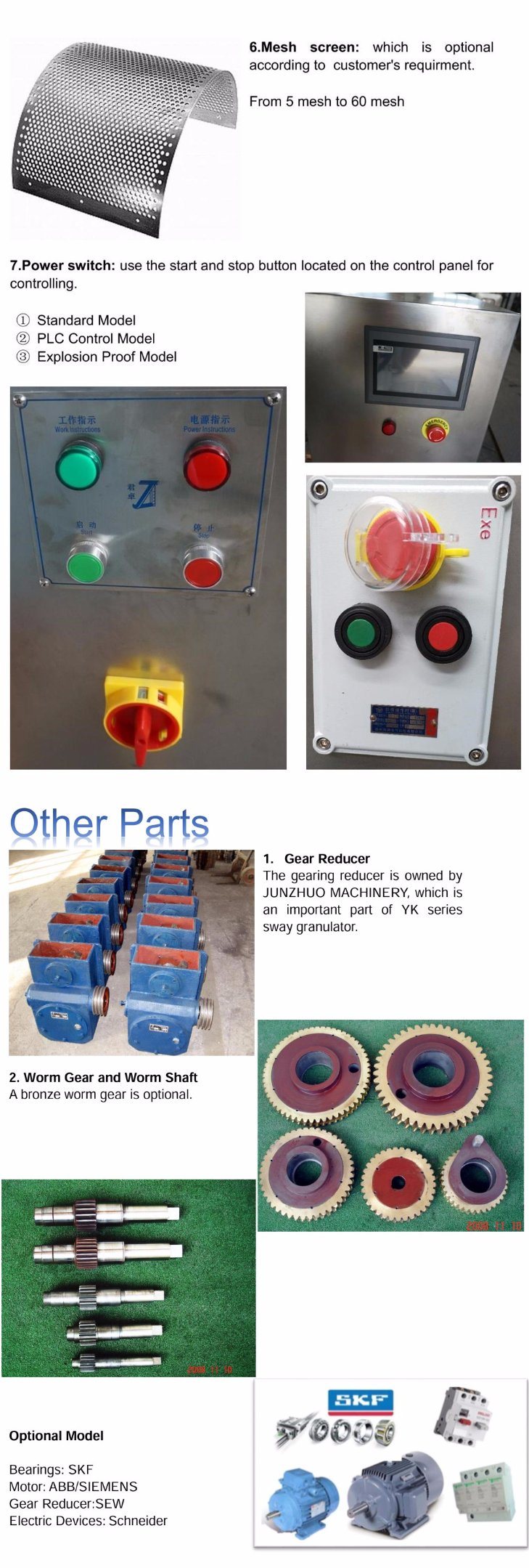 Junzhuo Yk-160 Customized Chemical Swing Granulator