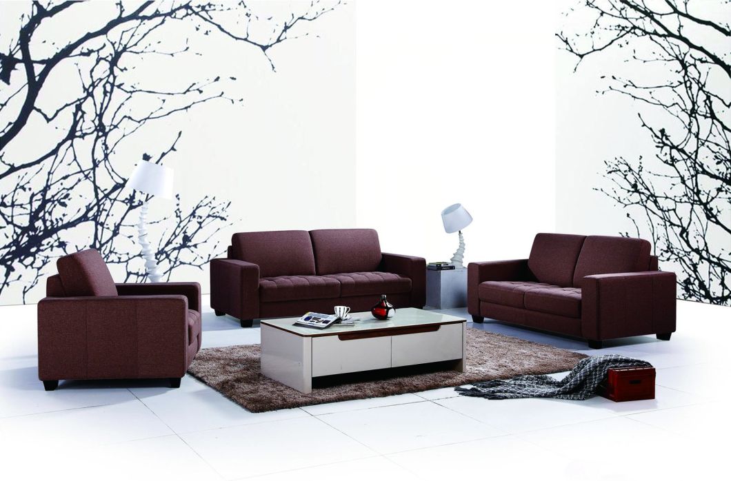 Modern Upholstered Grey Fabric Sofa Set