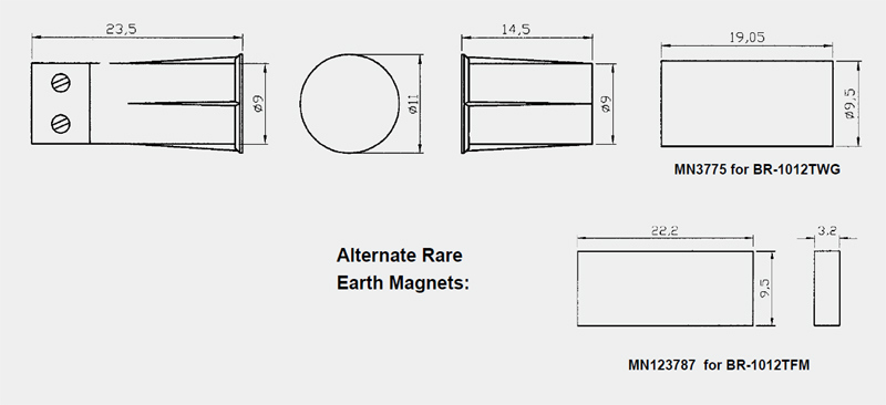 UL Magnetic Contact Switches Recessed Mounted Br-1012t