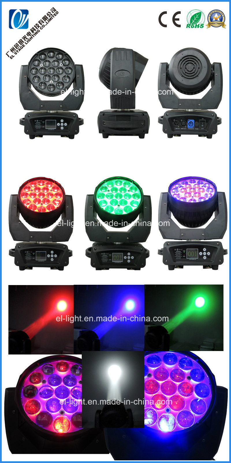 19*30W RGBW 4in1 LED Zooming Mac Aura Wash Moving Head Light