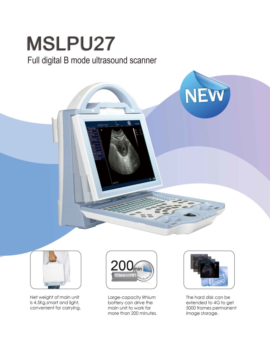 Full Digital Handheld Portable Ultrasound System/Ultrasound Scanner Mslpu27