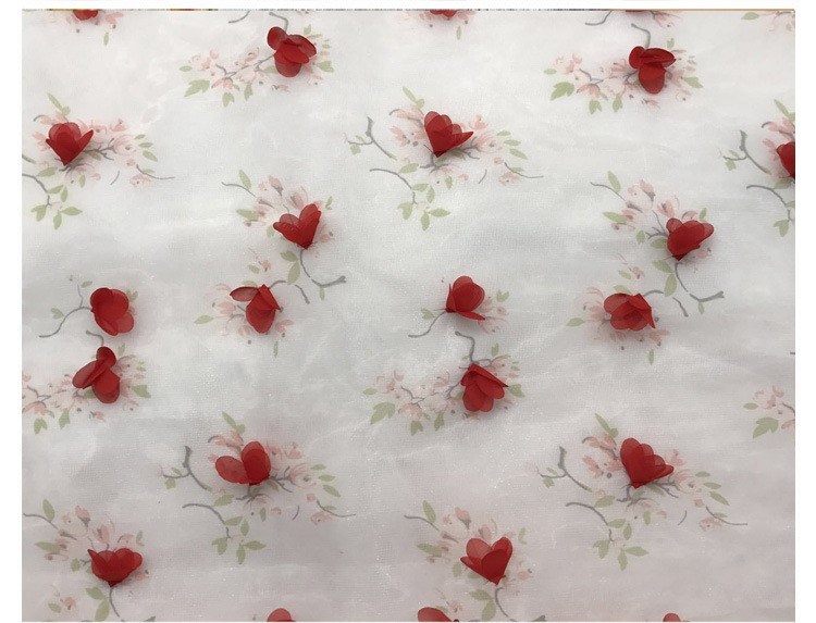Manual Stereoscopic Flower Mesh Embroidery Lace Fabric