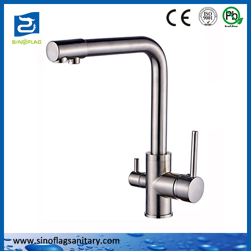 Stainless Steel Double Hole Kitchen Sink Mixer Tap