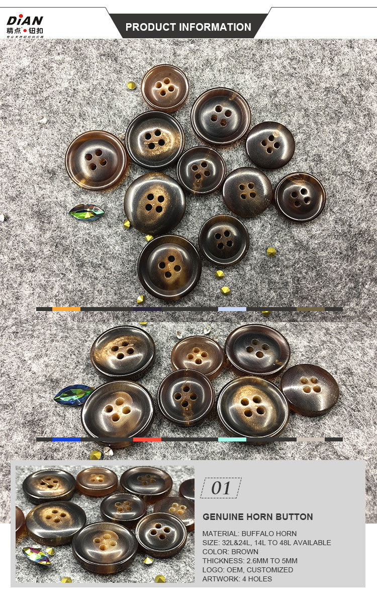 Factory Custom Natural Horn Buttons for Suits