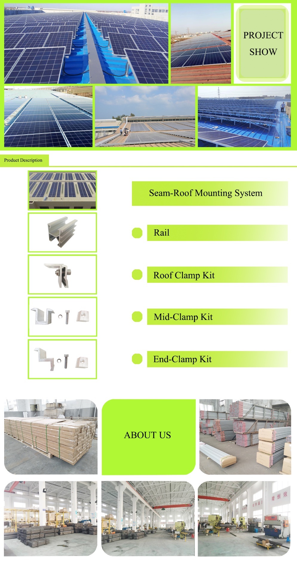 Metal Roof Mount System Installation Solar System Solar Power System Solar Products