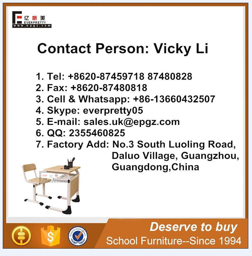 Hot Sale Cheap College Classroom Furniture School Chair and Table Heavy Wood Furniture