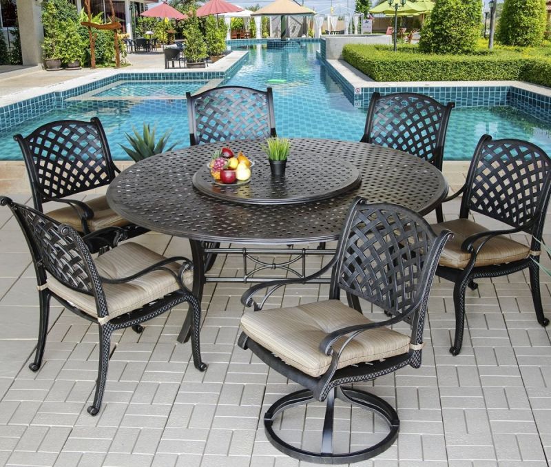 Outdoor Patio Garden Cast Aluminum Furniture 9 PCS Nassa Dining Set