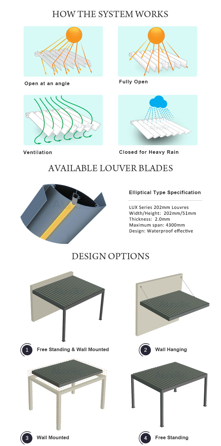 Louvre Pergola Motorized Outdoor Aluminum Roof Gazebo 3X3