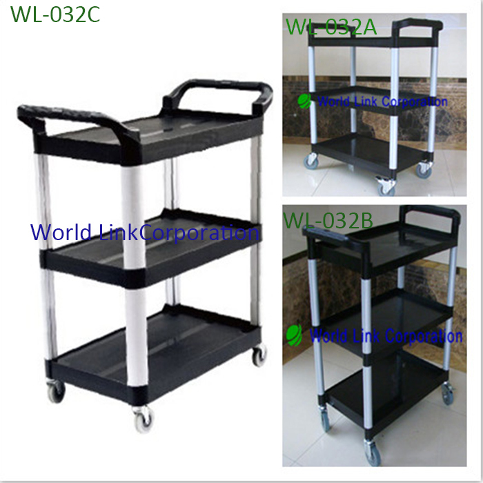 Plastic Hand Push Mobile Service Trolley Movable Carts