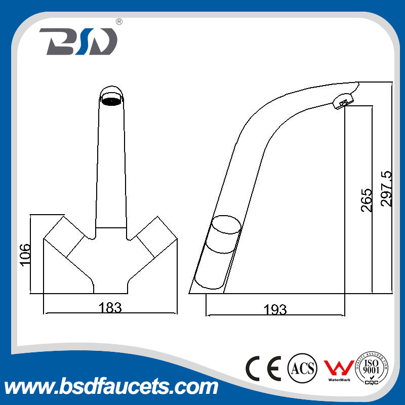 Modern Sink H&C Mix Tap Double Lever Chrome Kitchen Faucet