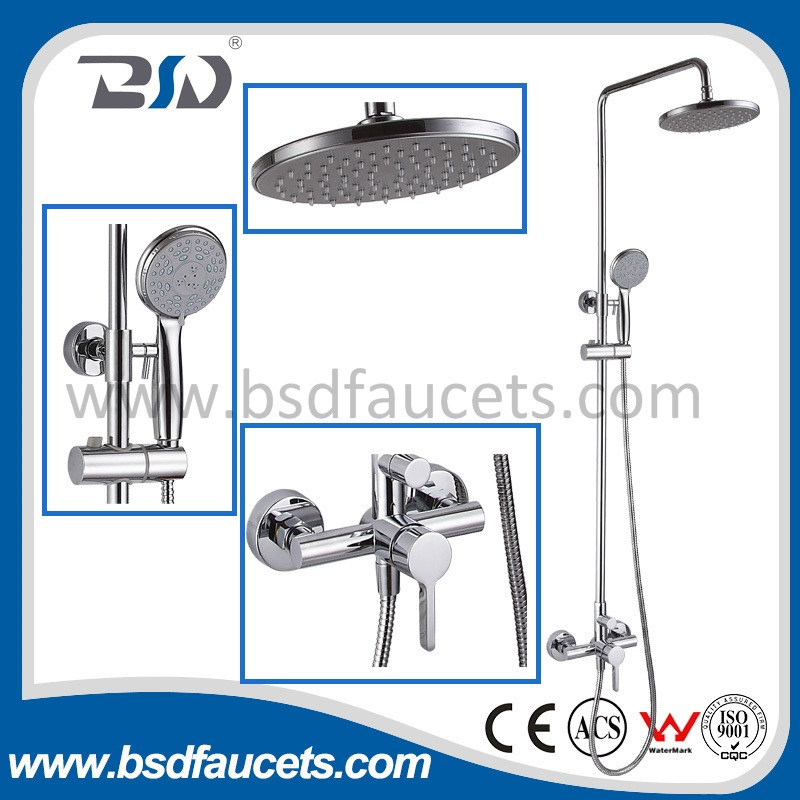 Chrome Bathroom Bath Rainfall Shower Head Brass Shower Set