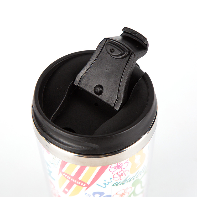 Folding Switch Single Wall Vacuum Flask Stainless Steel Coffee Mug
