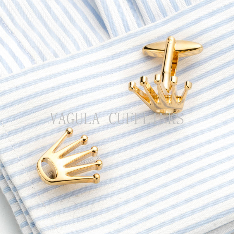 VAGULA Gold Plated Crown Cuff Link for Men's Wedding Cufflink