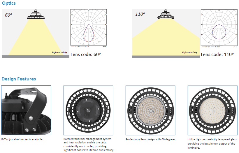 100W Warehouse Industrial UFO LED High Bay Light