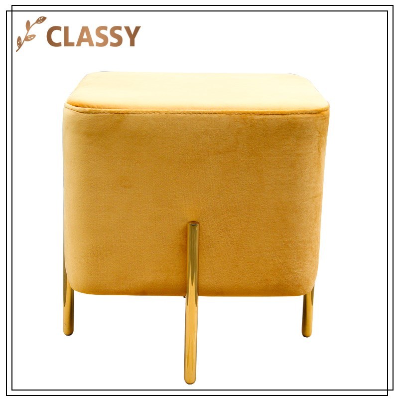 Yellow Flannel Top Gold Stainless Steel Frame Leisure Chair