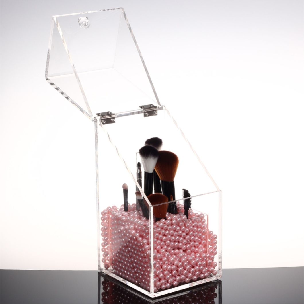 Acrylic Makeup Brushes Holder Real Technique Brush Storage with Pearl Beads