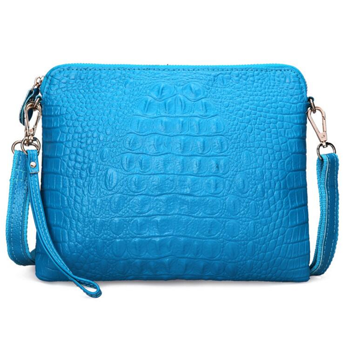 Crocodile Embossed Genuine Ladies Clutch Purse Bag, Shoulder Sling Messenger Bag