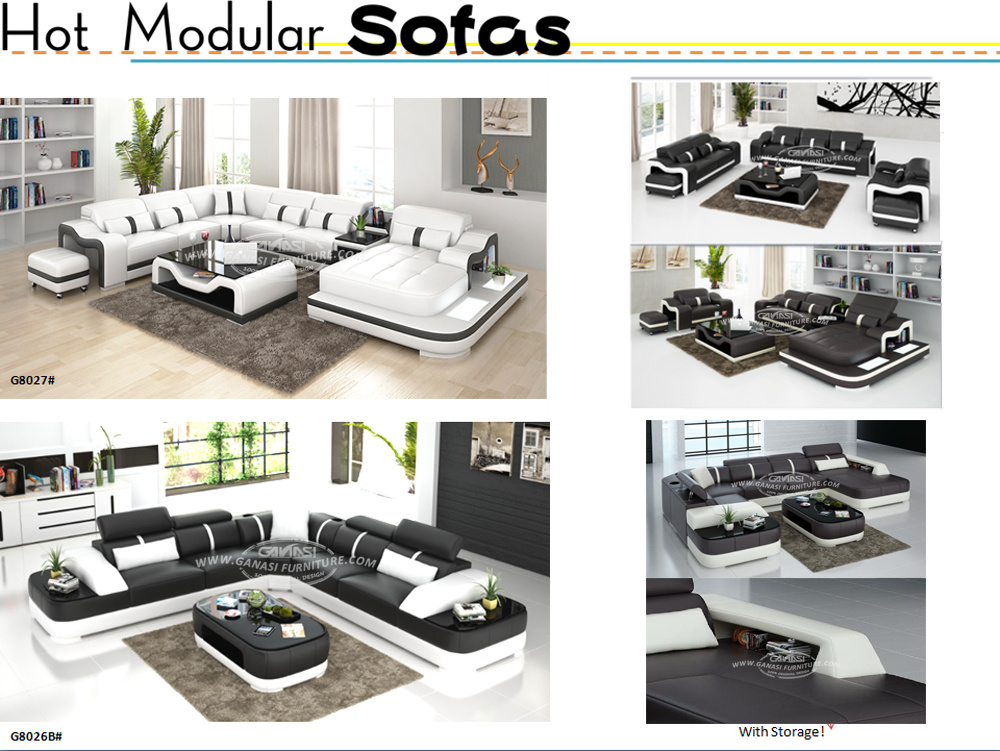 Black Modern Contemporary Sectional Corner Leather Living Room Sofa