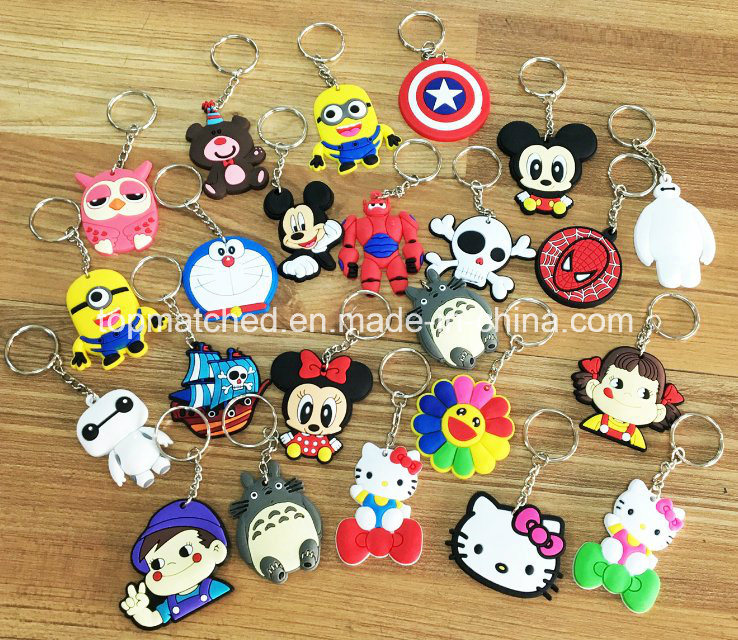 Custom Rubber Keychain, Cartoon Design Promotion Gift Silicone Keychain