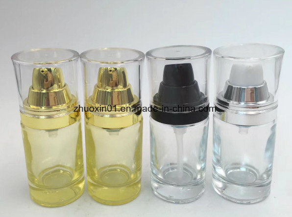 60ml Transparent Square Glass Bottle with Lotion Pump for Cosmetics