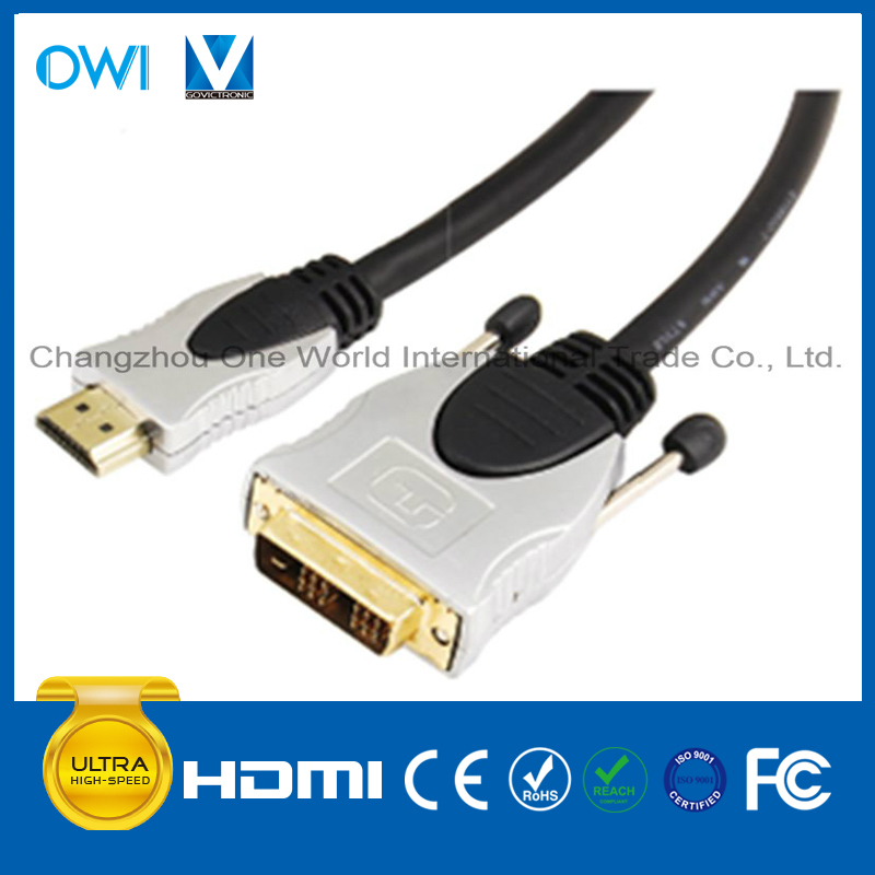 Metal Assembly HDMI 19pin Plug-DVI Plug Digital Cable