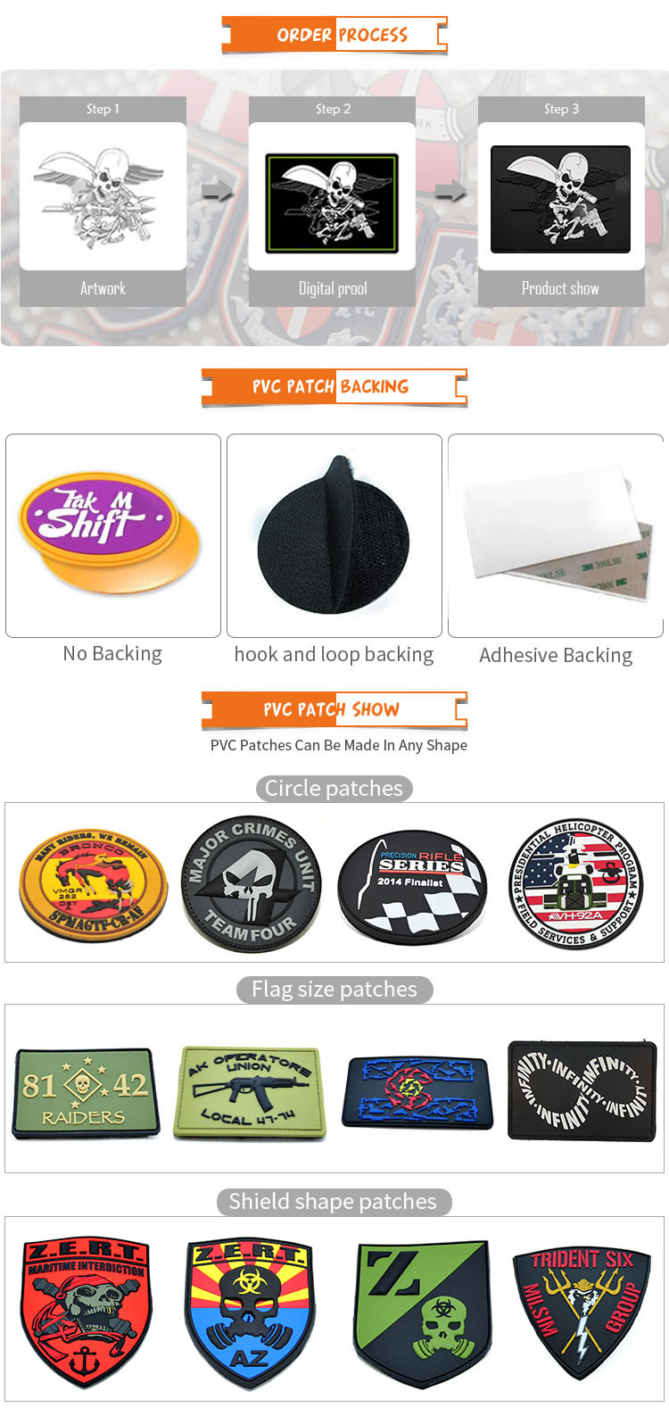 Hat Accessories Custom Made Soft Rubber PVC Skull Magic Tape Patch