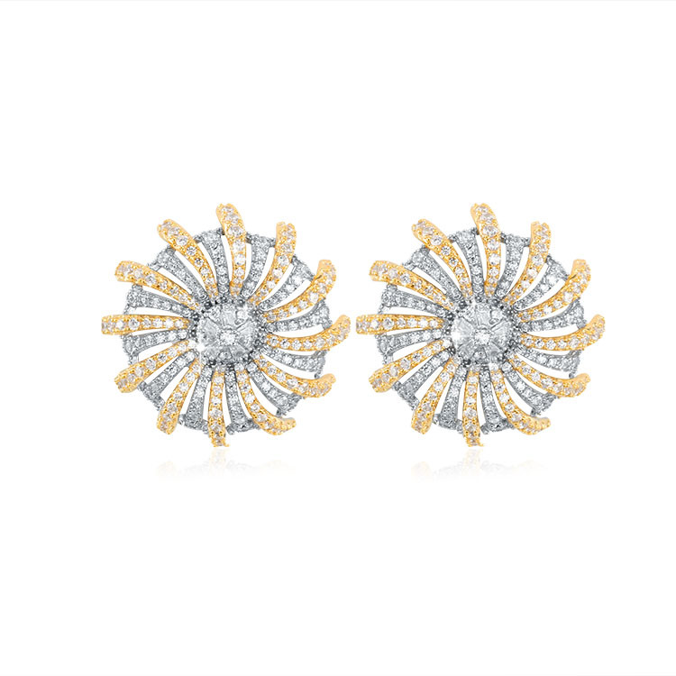 Wholesale Fashion Imitation Jewelry Clear Zircon Handmade Flower Earrings