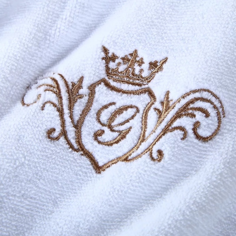 Soft Fleece Full Size White Color Velour Bathrobe (JRD376)