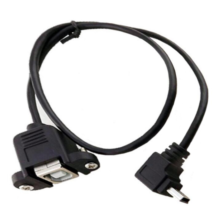 USB 2.0 Bf to up/Down Angled Mini USB Panel Mount Cable