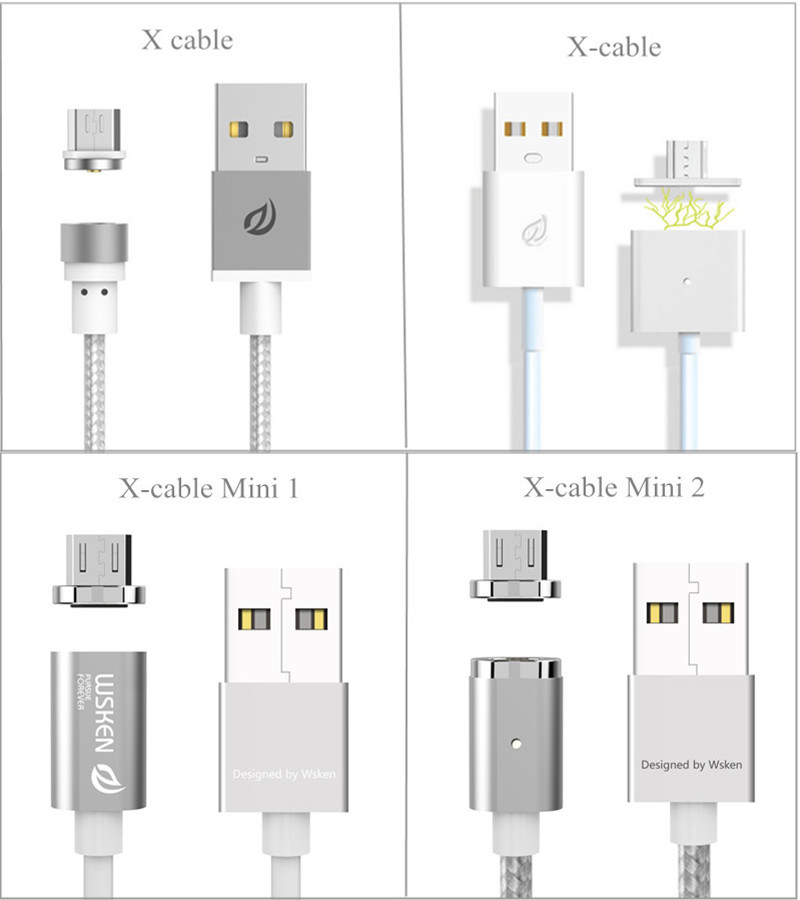 Wsken Metal Mini 2 Magnetic Cable Data Transfer Hi-Speed Wsken Magnetic USB Cable Charging for iPhone / Micro USB