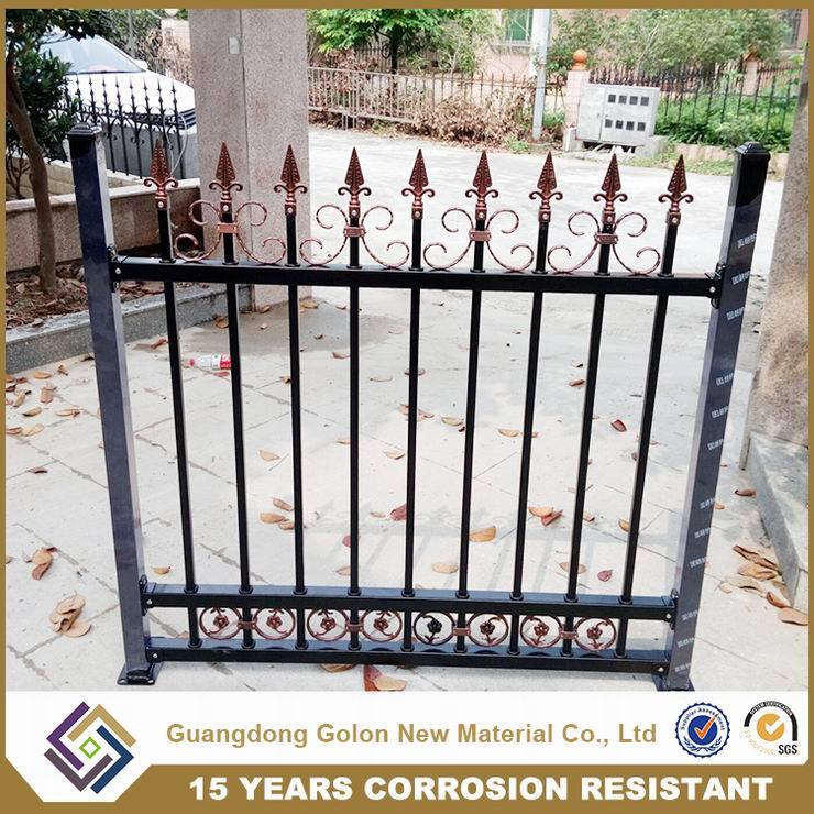 Euro Style Free Standing Powder Coated Wrought Iron Fence