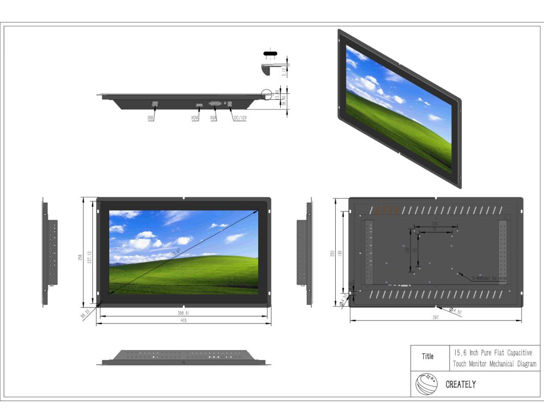 15.6 Inch Capacitive Touch Screen Network Advertising All-in-One Monitor