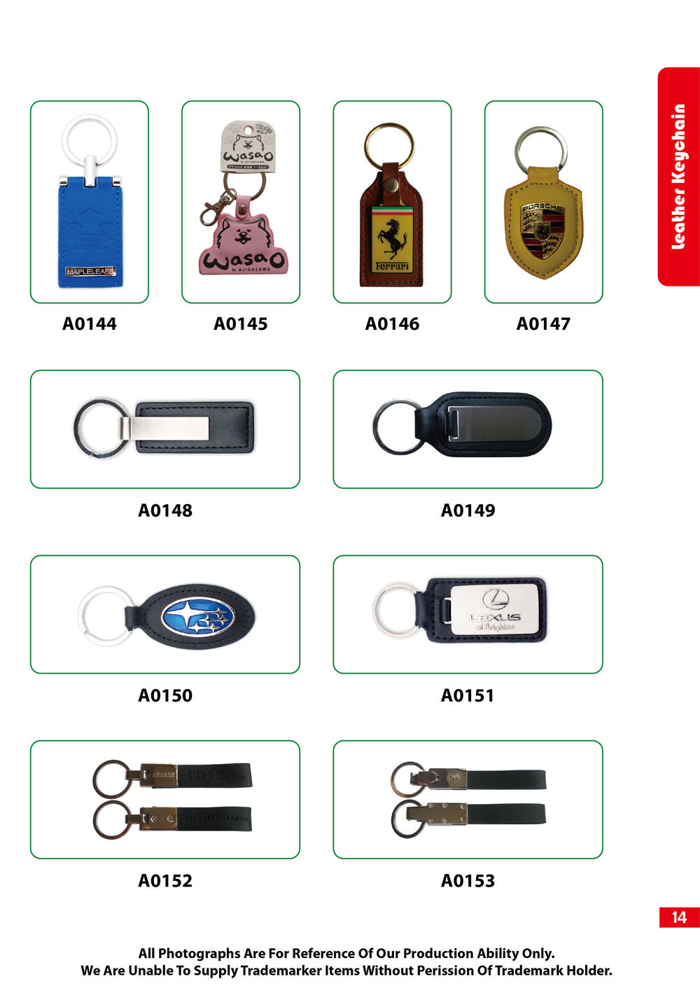 Promotional Metal PU Leather Key Chain with Ring