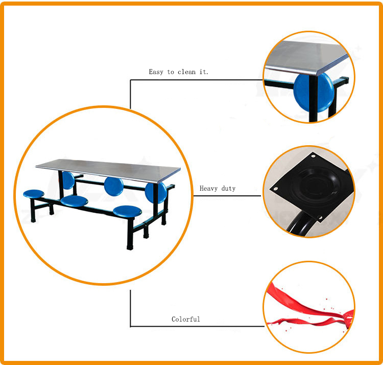 School Furniture Canteen Desk Laminate Top School Dining Table Set