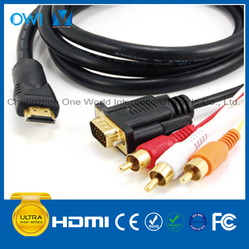 HDMI Plug-VGA+3 RCA Plug HDMI Cable