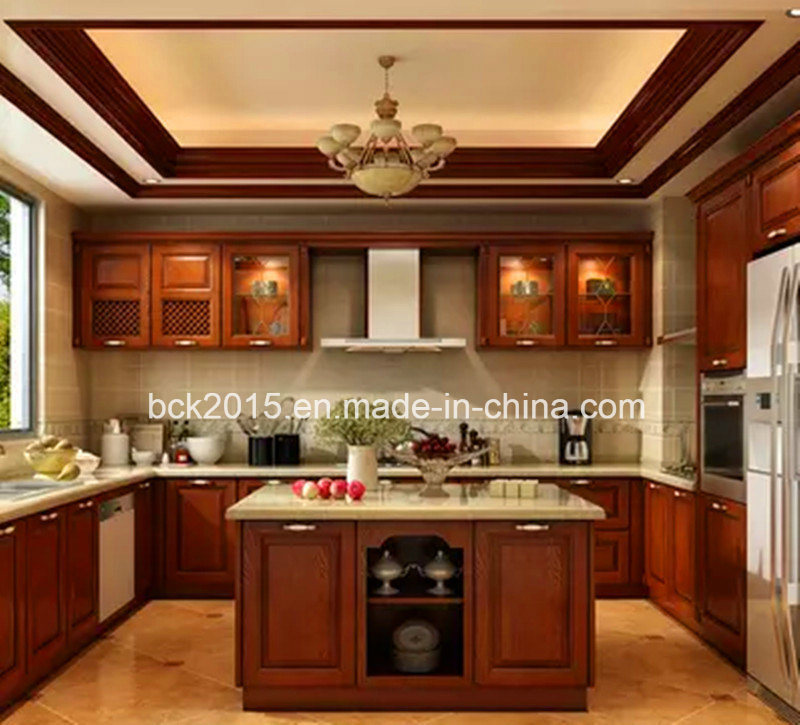 Bck Custom Antique American Style Red Cherry Solid Wood Frame Kitchen Cabinets