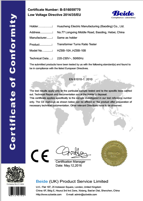 Huazheng IEC60076 Electric Testing Equipment Transformer Turns Ratio Test Set