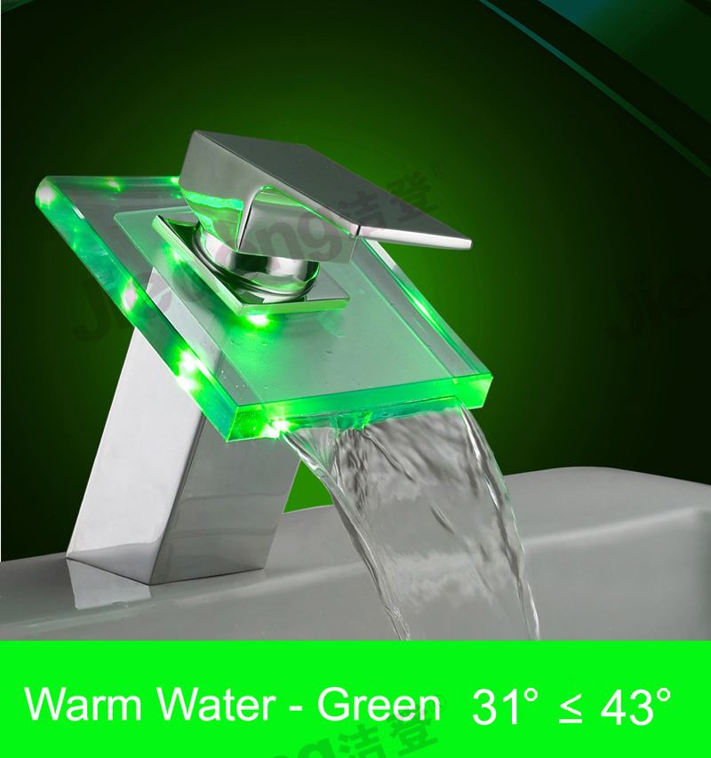 Glass Waterfall Basin LED Faucet Without Batteries (A5 - no batteries)