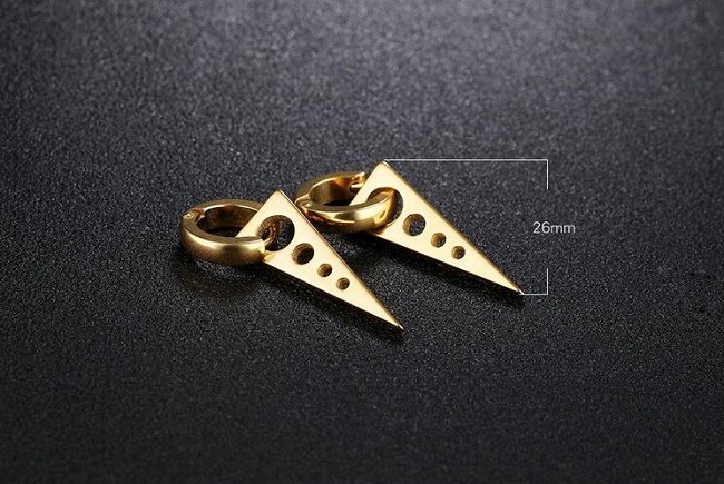 Brand Punk Black Silver Gold Color Stainless Steel Unisex Women Male Men Upsidedown Triangle Hoop Earrings Chrams Fashion Jewelry