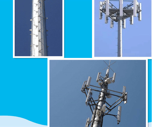 WiFi Galvanized Single Pipe Telecom Steel Tower Monopole Pole