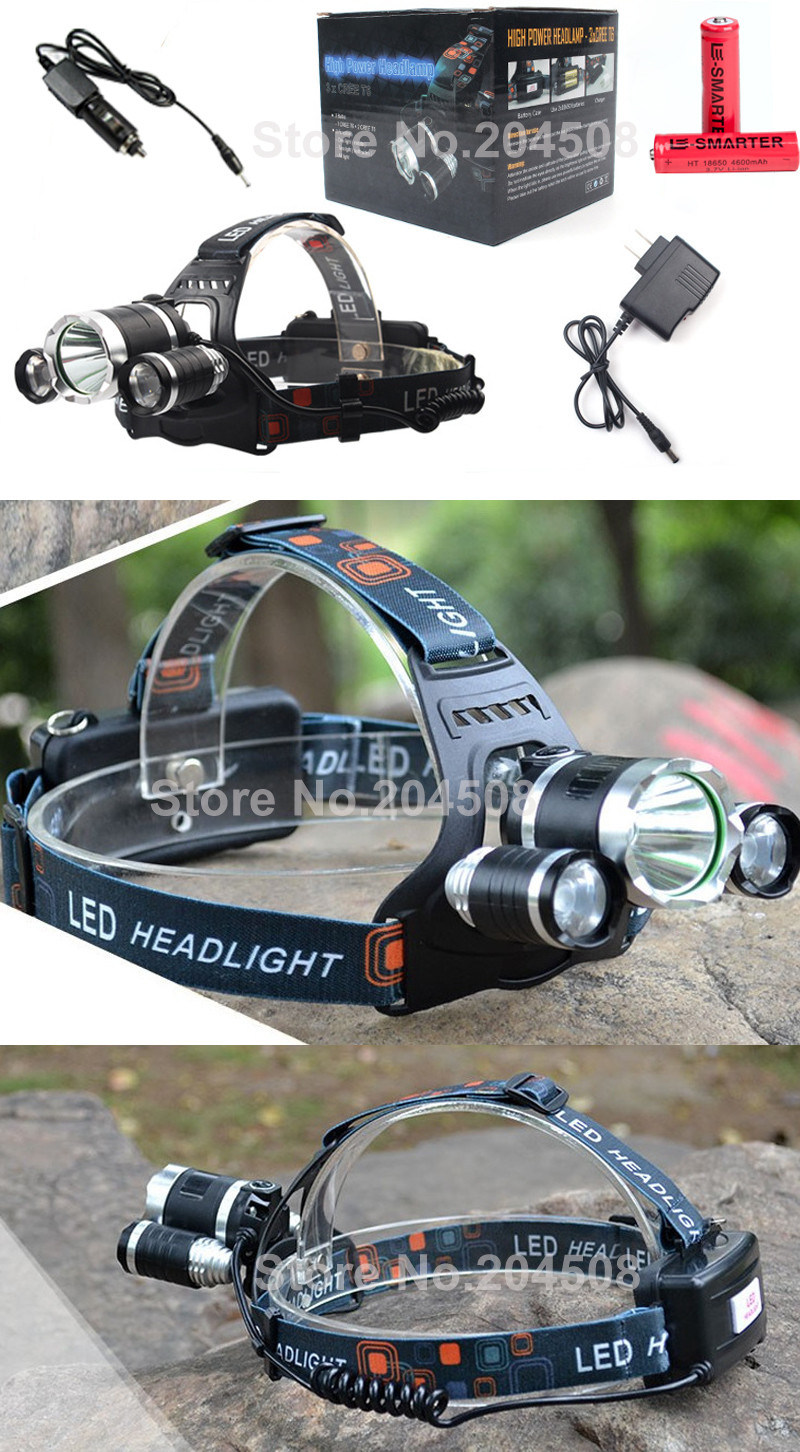 Hottest Style CREE 3xt6 Rechargeable LED Headlamp with Charger and 18650 Batteries
