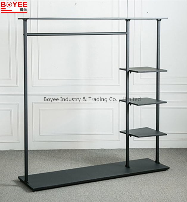 Clothing Metal Display Stand with Wooden Basement