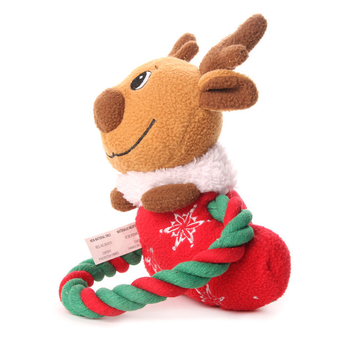 Christmas Dog Products Flocked Rope Animal Pet Plush Toys