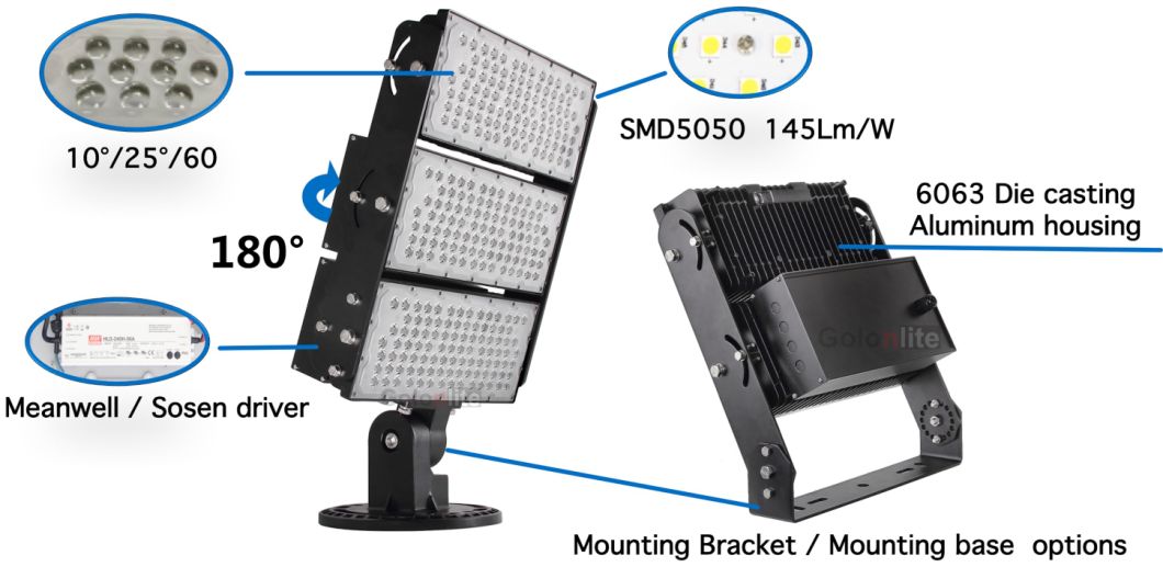 2000W 2500W Metal Halide Lamp Replacement High Mast Stadium 1000W 1200W Outdoor LED Sport Lighting