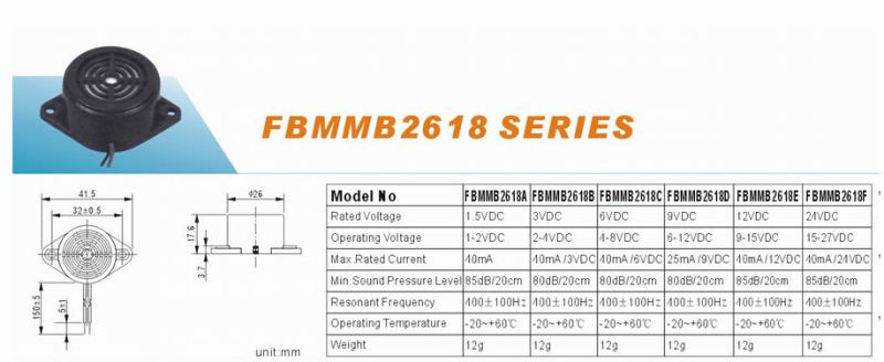 Cheaper 1.5V Acoustic Mechnical Transducer with Wire