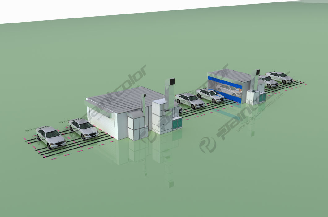 Spray Booth with Infrared Lamp Automotive Paint Booth in Line with Preparation Bay Prep Station Multi Work Station for Car Paint Repair