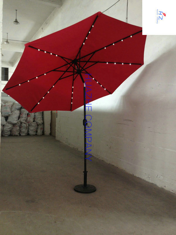 3m 10ft Round LED Umbrella Garden Umbrella Patio Umbrella Outdoor Umbrella with Solar LED Umbrella